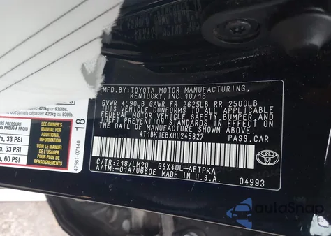 2017 Toyota Avalon Limited from USA, damaged, VIN 4T1BK1EBXHU245827